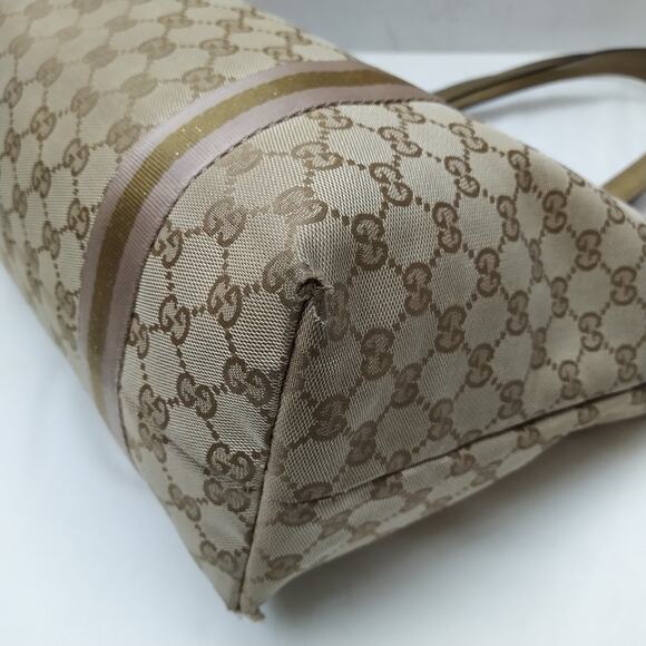 Gucci Brown Canvas GG Double Handles Tote Shoulder Bag - Vintage - Picture 9 of 16